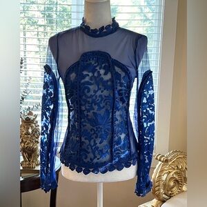 Banjul Royal Blue Lace Accent Blouse